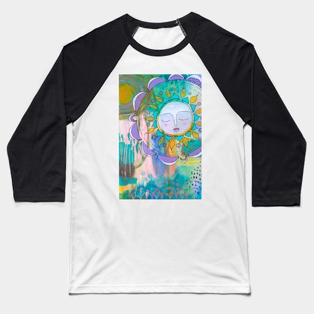 Mandala Moon Baseball T-Shirt by gaea